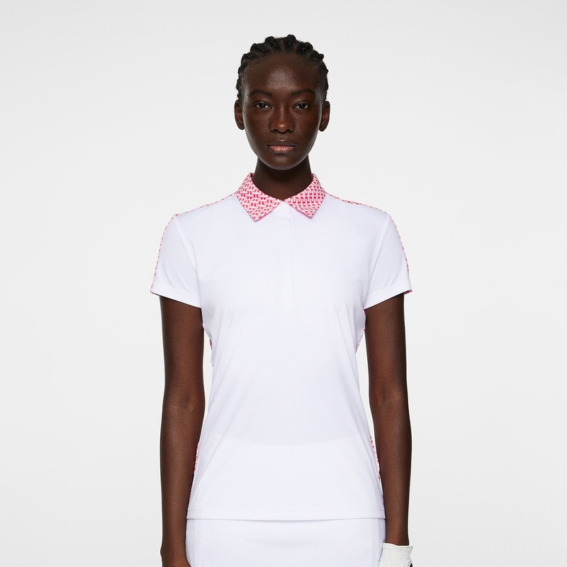 J.Lindeberg Ladies Short Sleeve Polo with Bridge Print Back – Last One XL Only Left