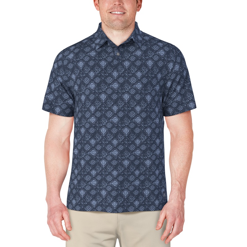 Men’s Textured Medallion Print Golf Polo