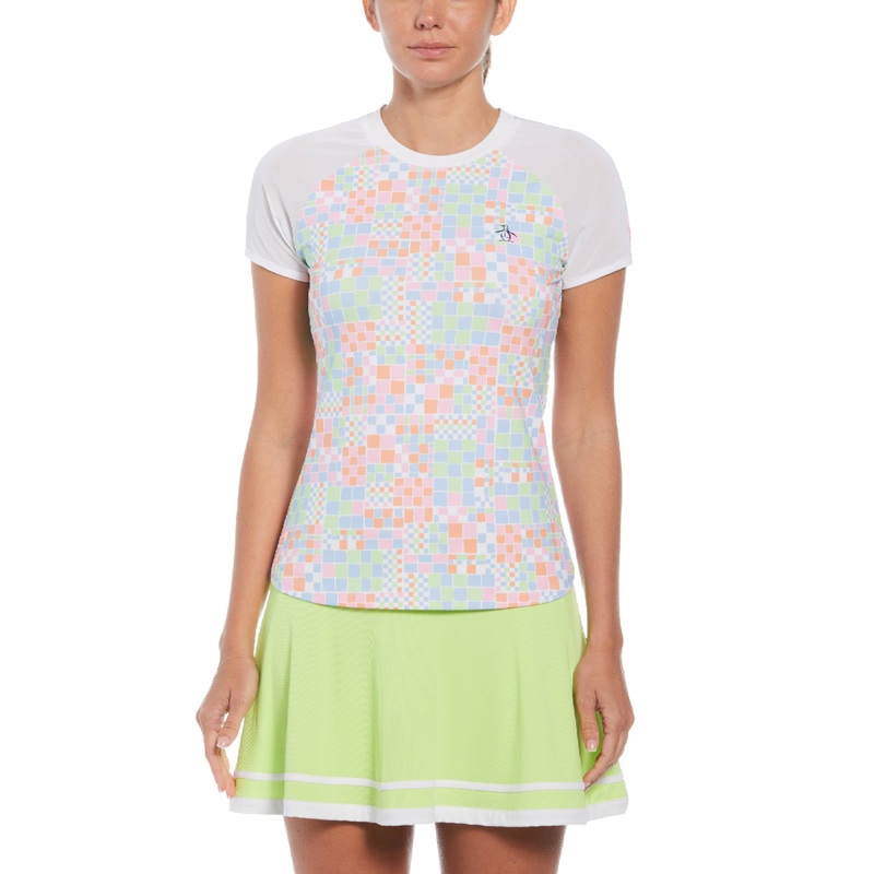 Women’s Checkerboard Block Performance Short Sleeve Tennis T-Shirt
