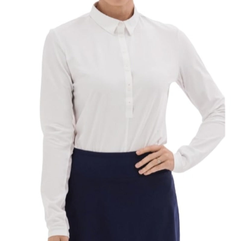 Foray Golf Core L/S Polo (mesh arm) – White