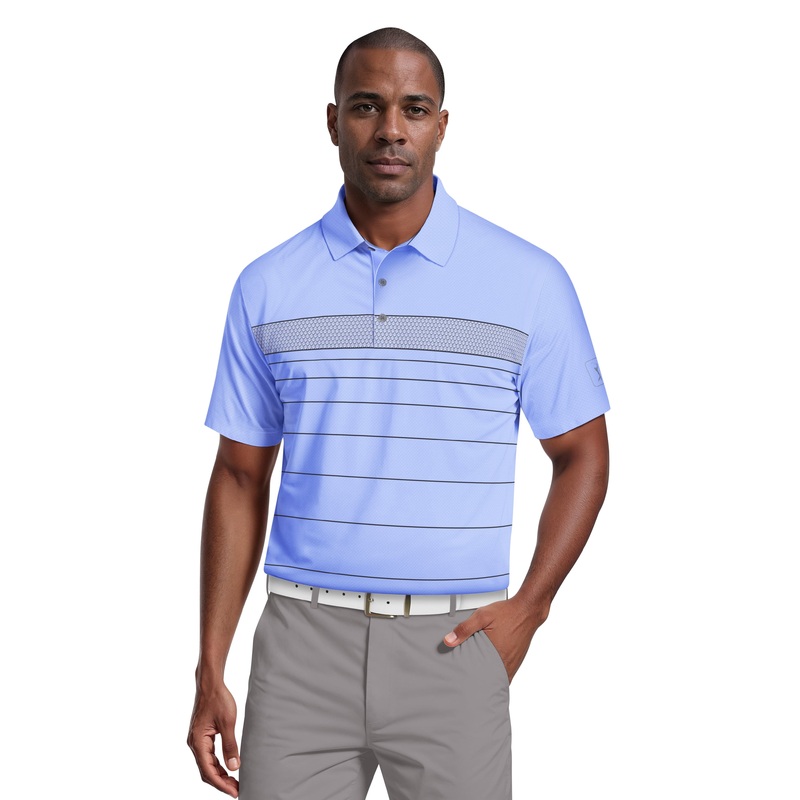 Men’s Engineered Chest Stripe Print Golf Polo