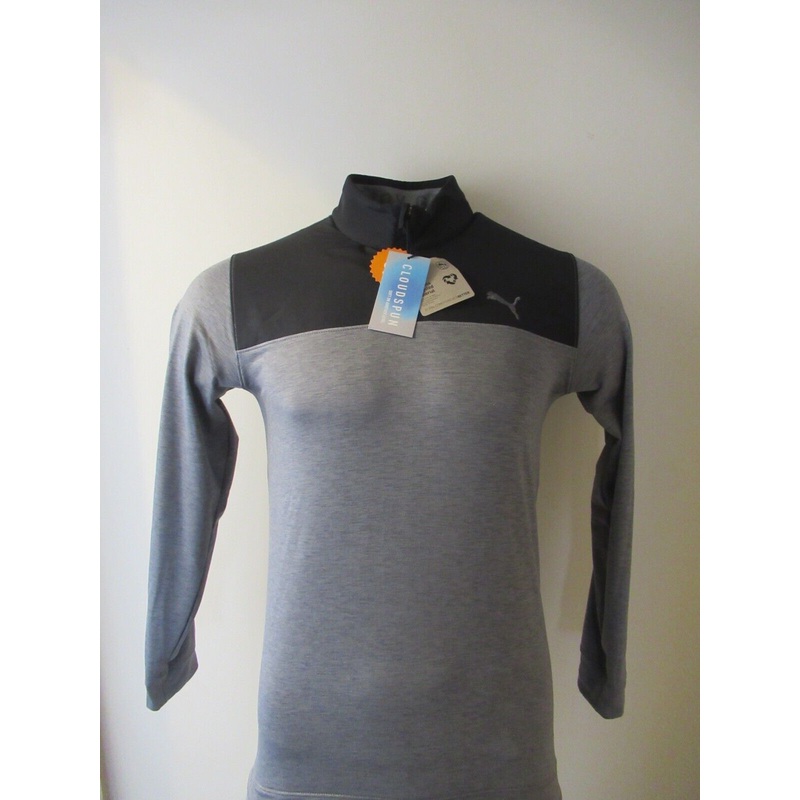 Puma Cloud Spun Colour Block 1/4 Zip Pullover Puma Black/Quiet Shade Size Small
