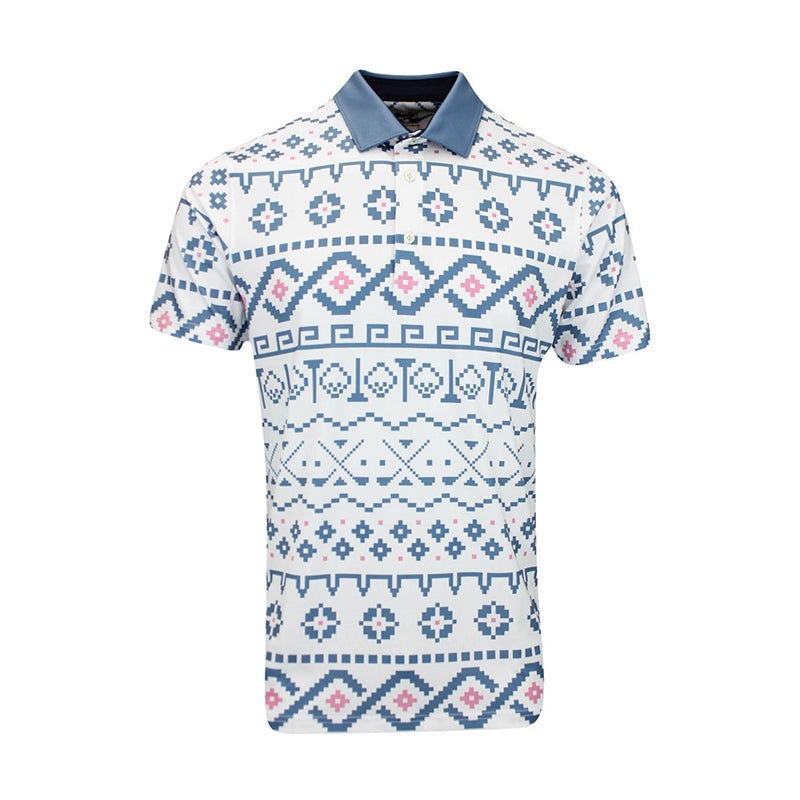 PUMA Fair Isle Print Men’s Polo (White/Blue)