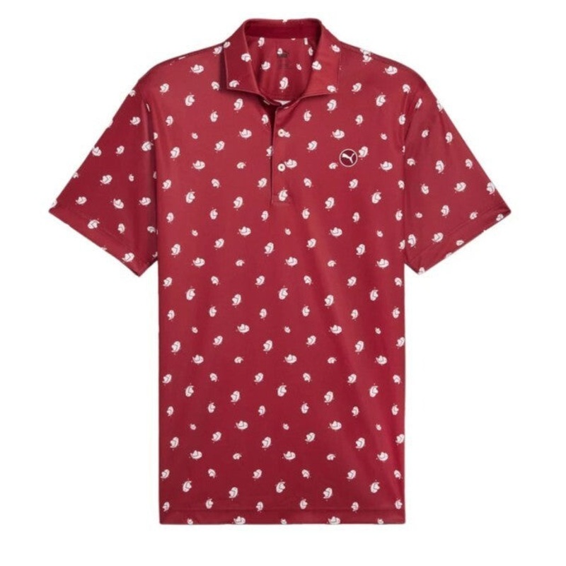 Puma Pure Love Birdies Polo Shirt Intense Red White Glow UK Size Large