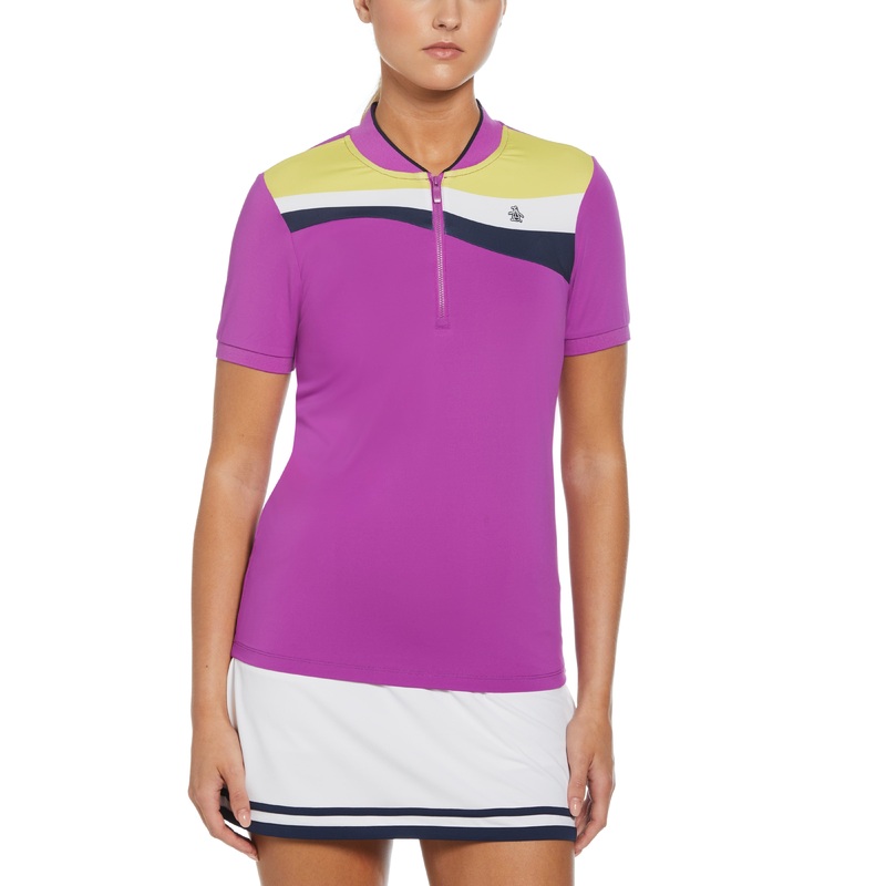 Women’s Color Block Polo|Purple Cactus Flower|XS|S|M|L|XL|XXL