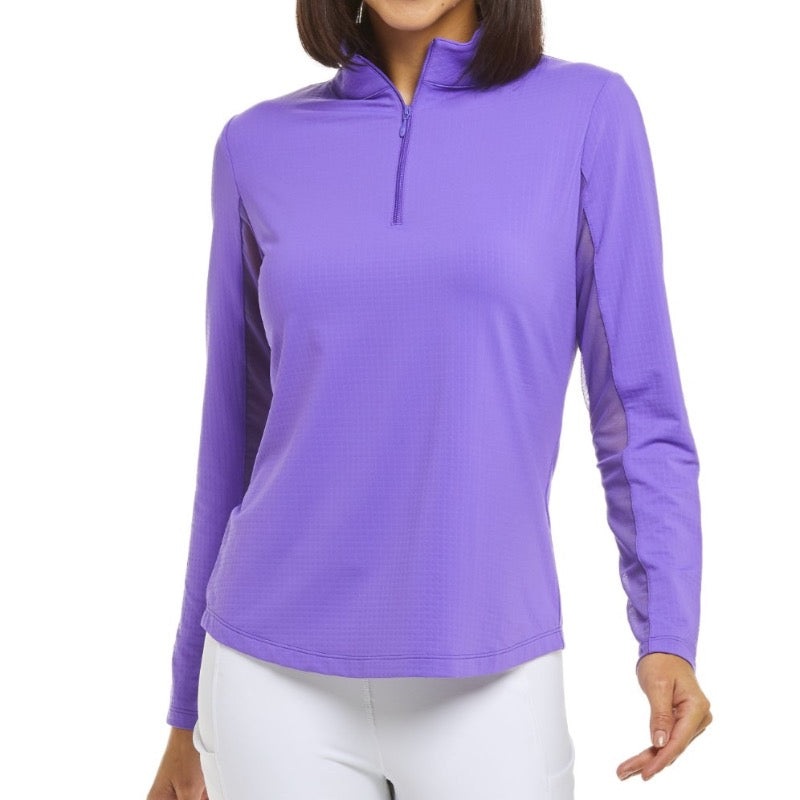 IBKUL Solid L/S Mock Neck Top – Plum