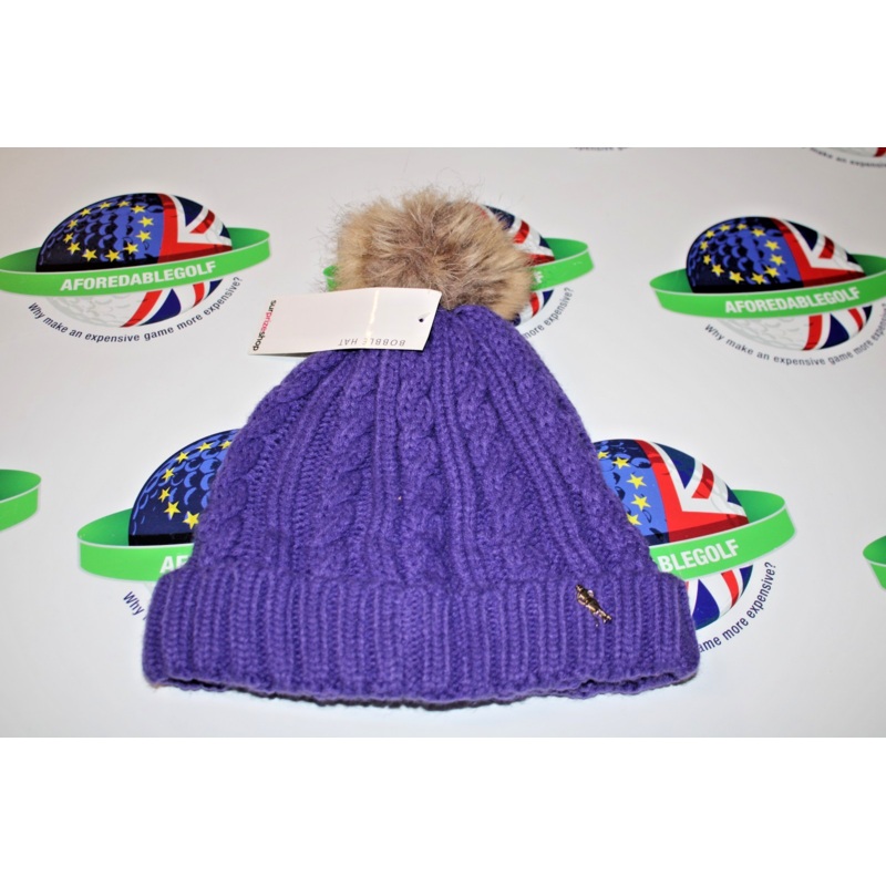 Surprize Shop Ladies Golf Pom Beanie Hat Purple/Grey One Size Fits All