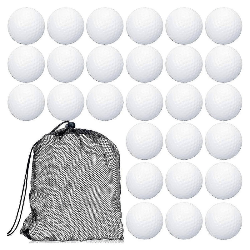100 Pack of Golf Training Balls with Hollow Core and Mesh Drawstring Storage Bags