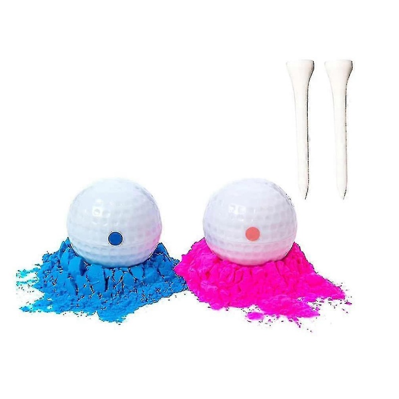 2 pieces of gender revealing golf ball explosive golf ball set and pink golf ball sports theme gender revealing ball and powder