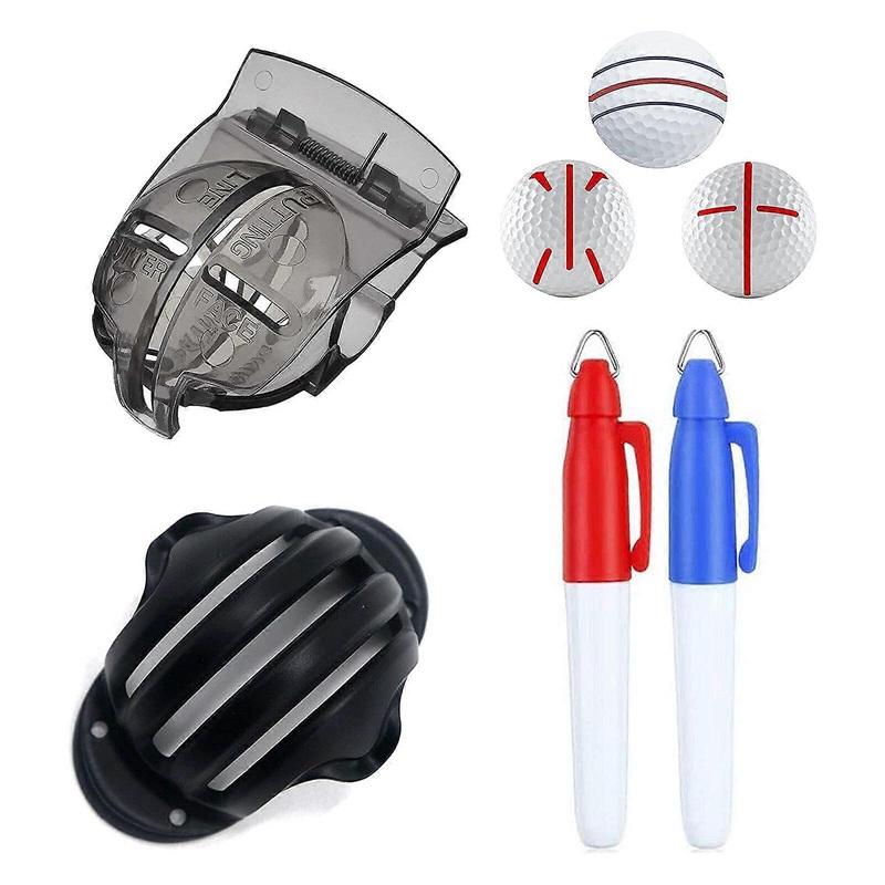 Triple 3 Line Alignment Track Golf Ball Marker With 2 Pens Stencil Tools Outdoor