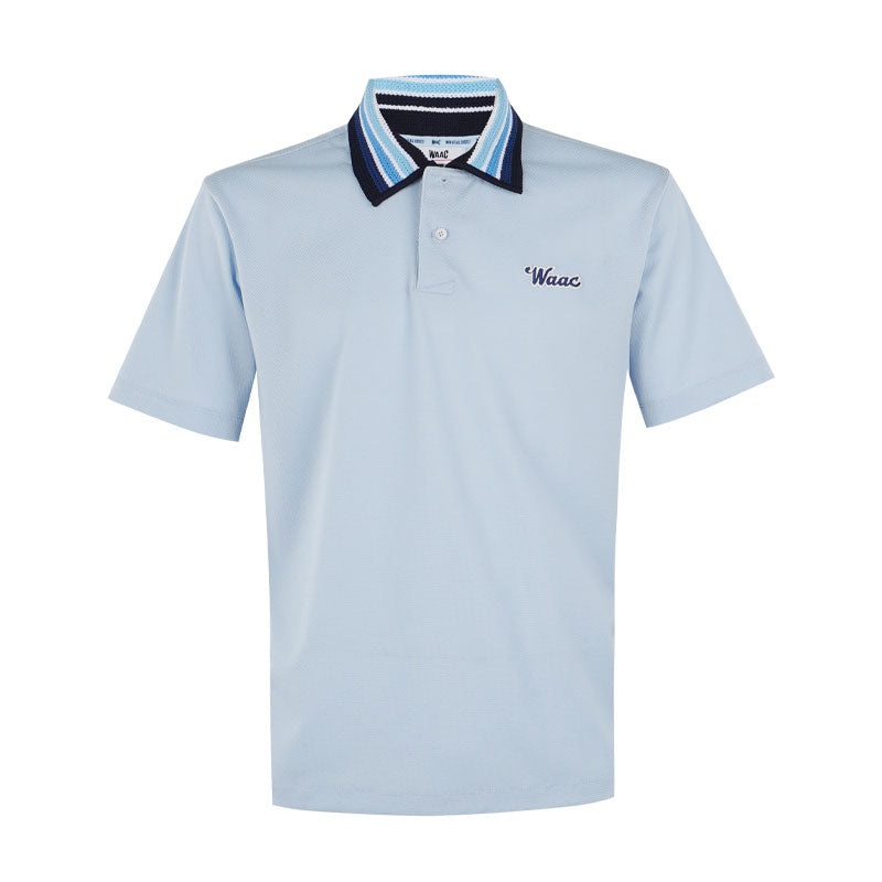 WAAC Color Block Palm Tree Men’s Polo (Light Blue)