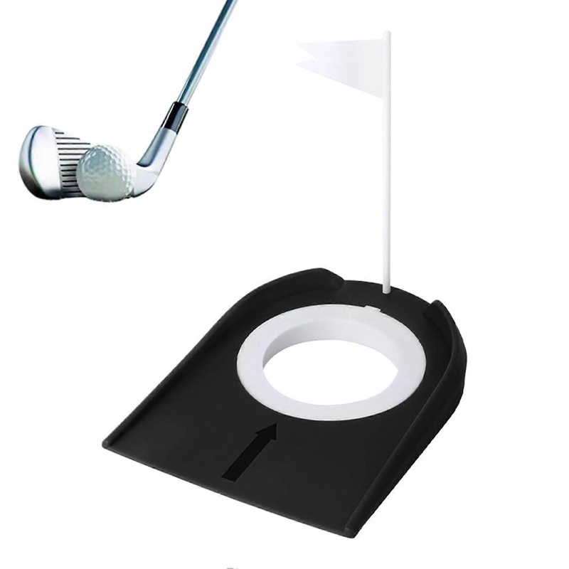 Golf Training Cup Accessories Putter Golf Hole with Flag for Practice and Training Indoor Outdoor Garden Course Black