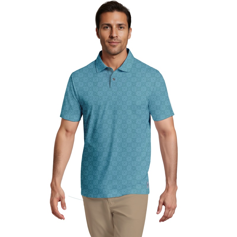 Men’s All-Over Batik Geo Print Golf Polo
