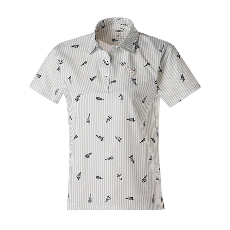 PUMA Flag Print Seersucker Women’s Polo (Bright White)