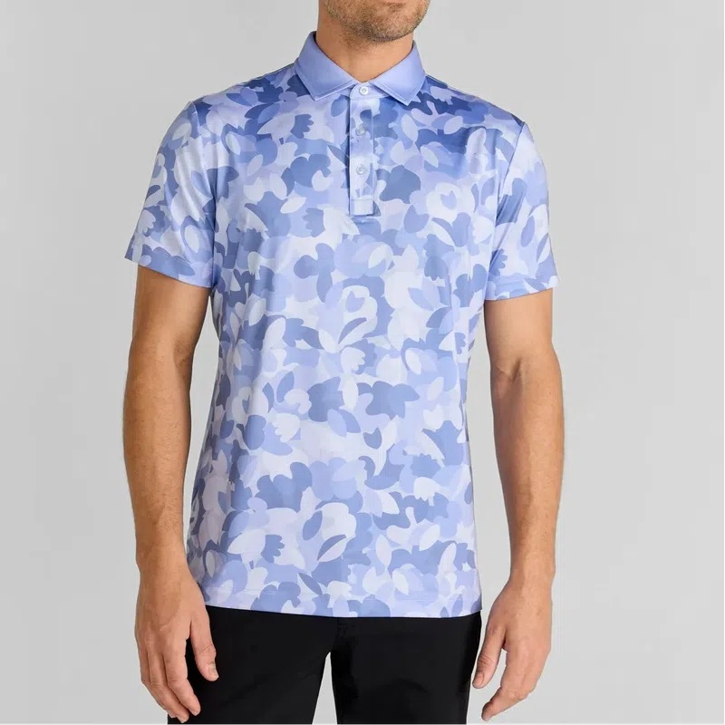 Redvanly Men’s Fleurs Polo – Blue Lavender
