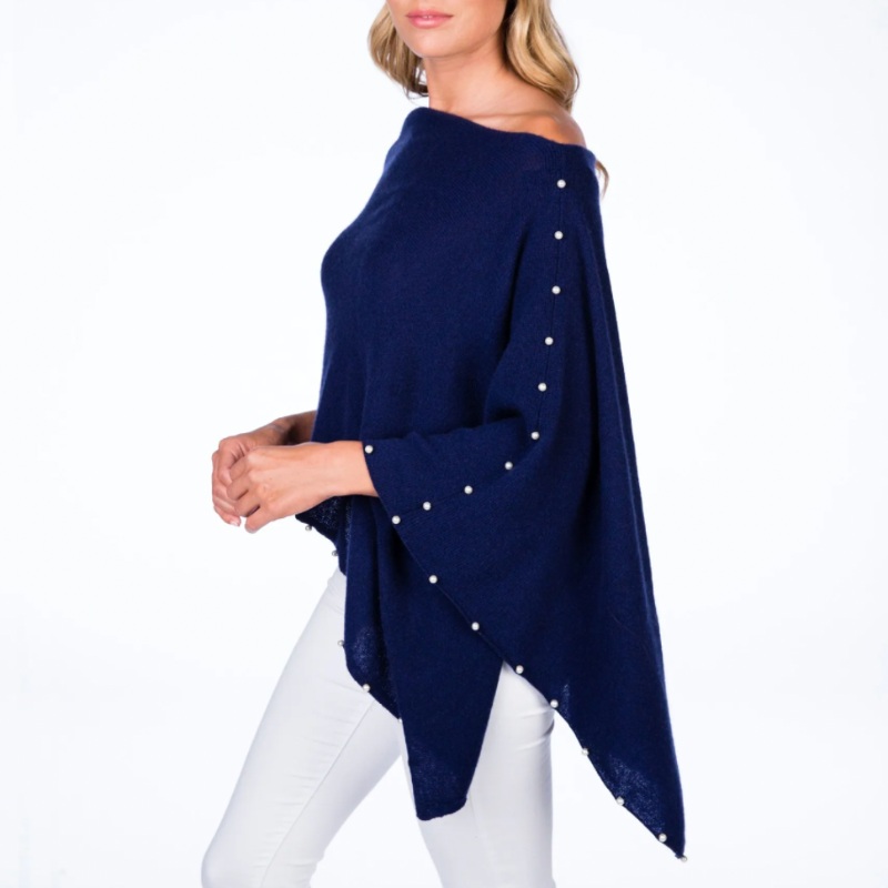 Alashan Cashmere Pearl Trim Topper – Midnight