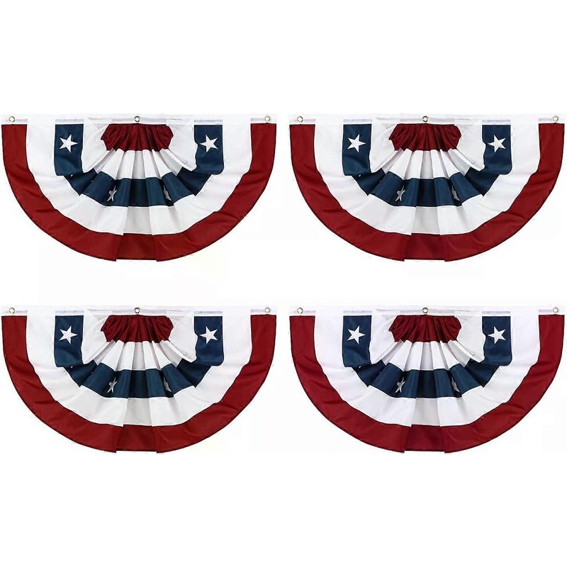 American Pleated Fan Flag, 1.5X3 Feet USA Bunting Flags, Outdoor Patriotic Stars Decor