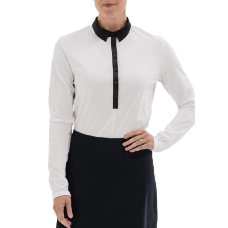 Foray Golf Core L/S Polo (mesh arm) – White/Black