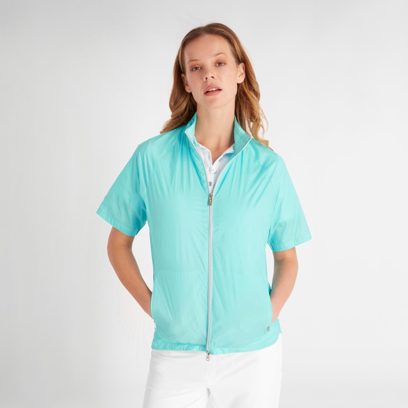 Green Lamb Women’s Half-Sleeve Ultra-lightweight Windbreaker in Aqua