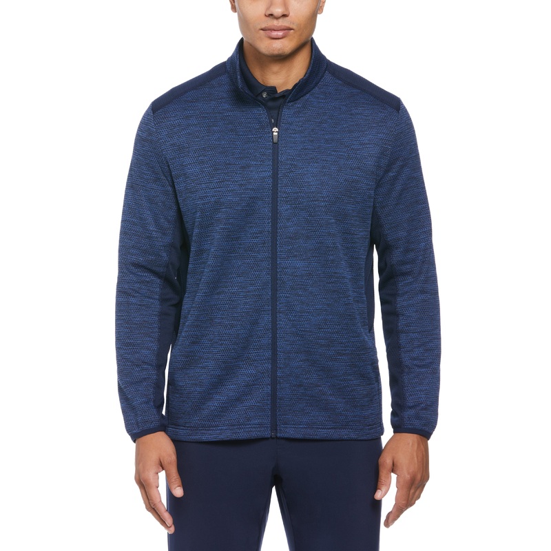 Men’s Two Tone Space Dye Full Zip Golf Pullover