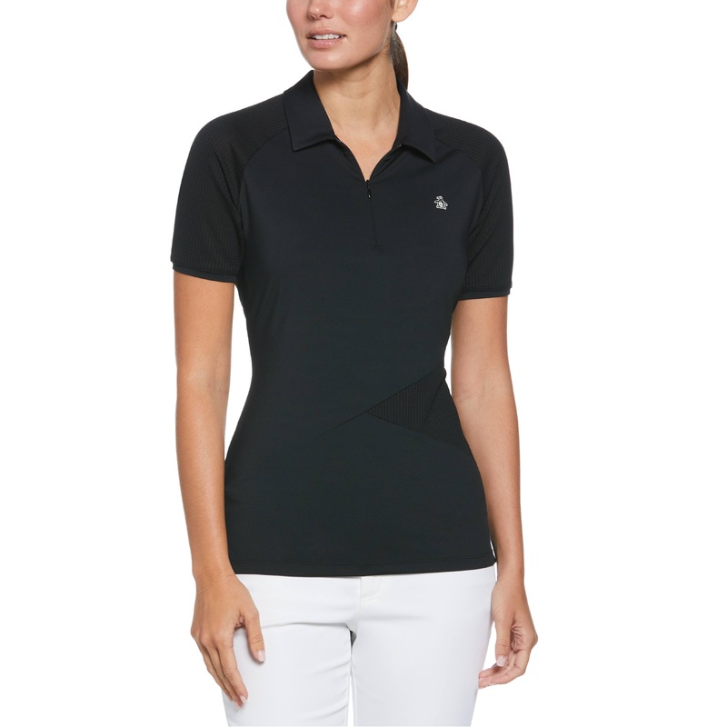Women’s Zip Front Asymetrical Mesh Golf Polo Shirt