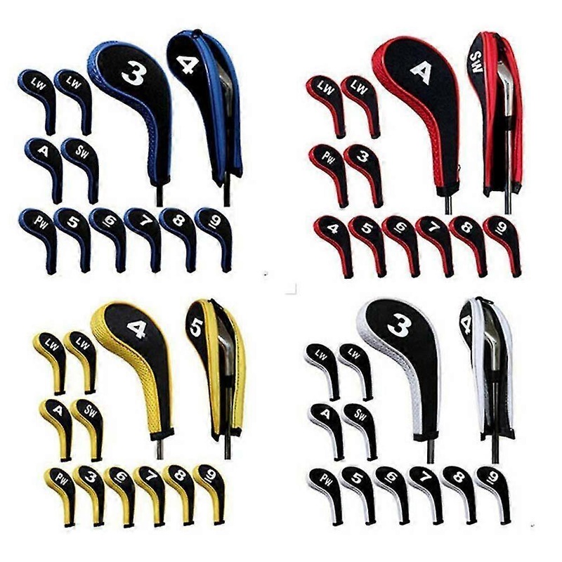 12pcs Golf Head Cover Golf Club Iron Protect Set With Number & Zipper Long Neck