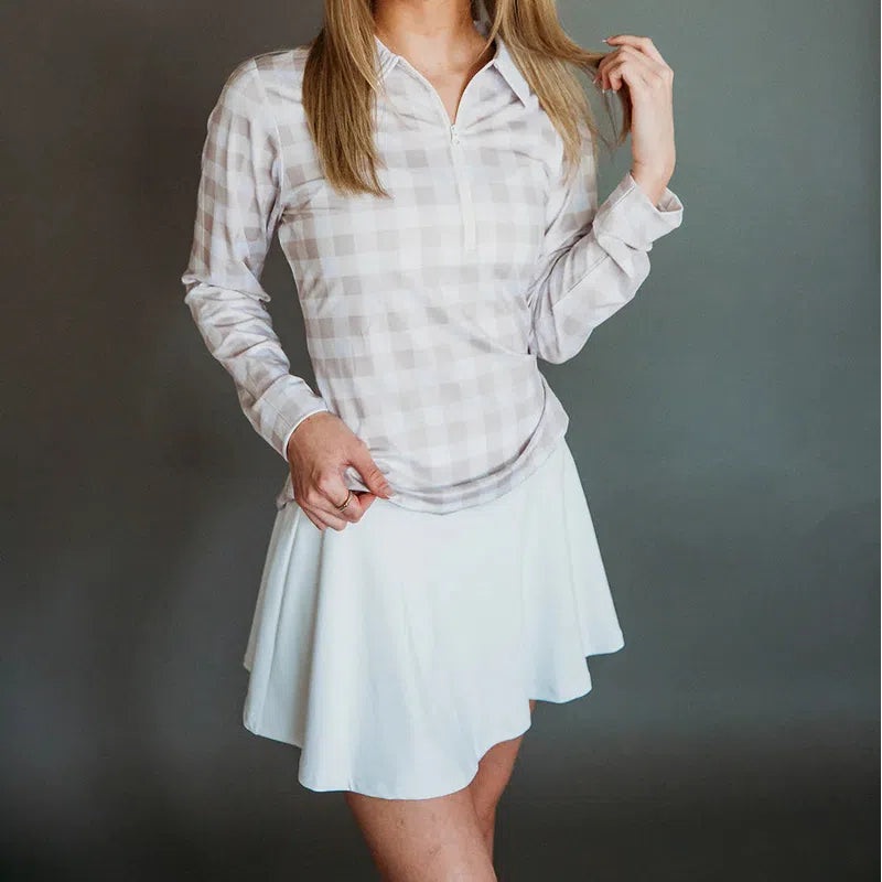 Club Special Gingham L/S Polo – Beige