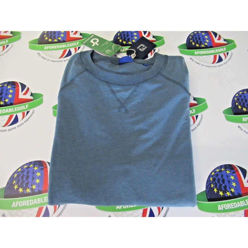 Footjoy Eu Dri Release French Terry Crew Neck Sweater Heather Ink UK Size XL