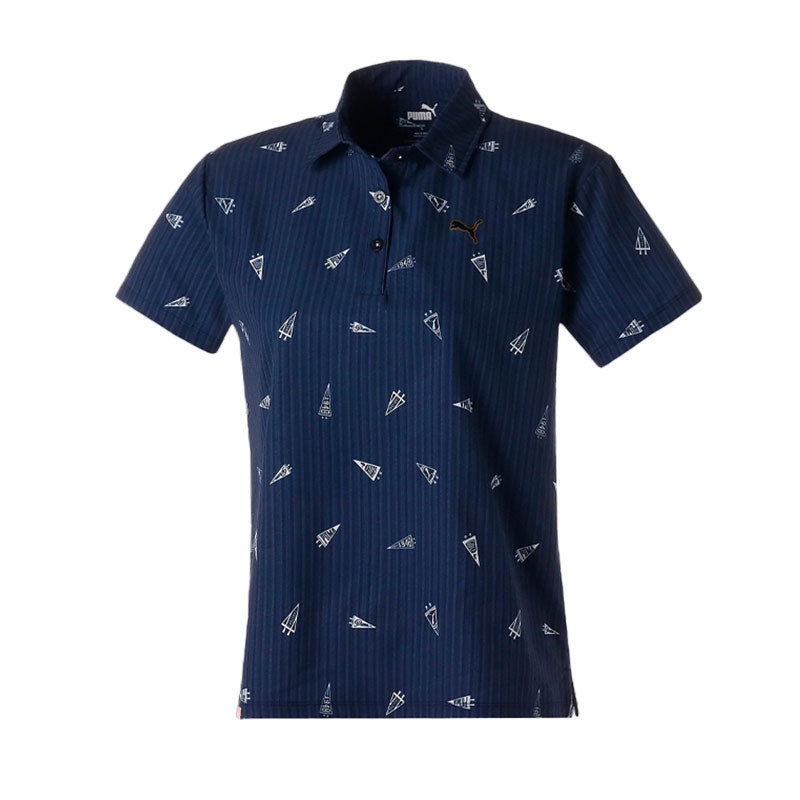 PUMA Flag Print Seersucker Women’s Polo (Navy Blazer)