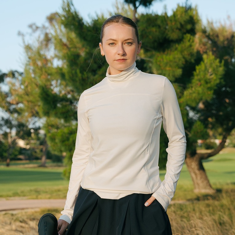 Puma Golf Ladies Cloudspun Long Sleeve Mock Neck Top in White – Last One Medium Only Left