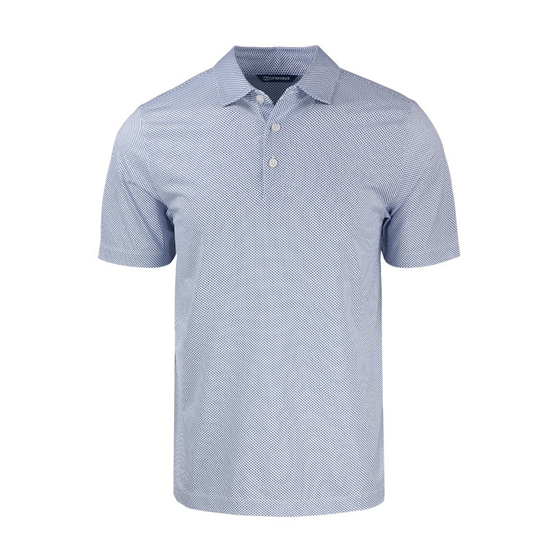 CUTTER & BUCK Pike Symmetry Printed Men’s Polo (White/Tour Blue)