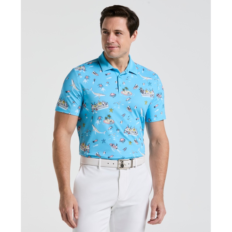 Men’s Pete N The Boat Print Golf Polo