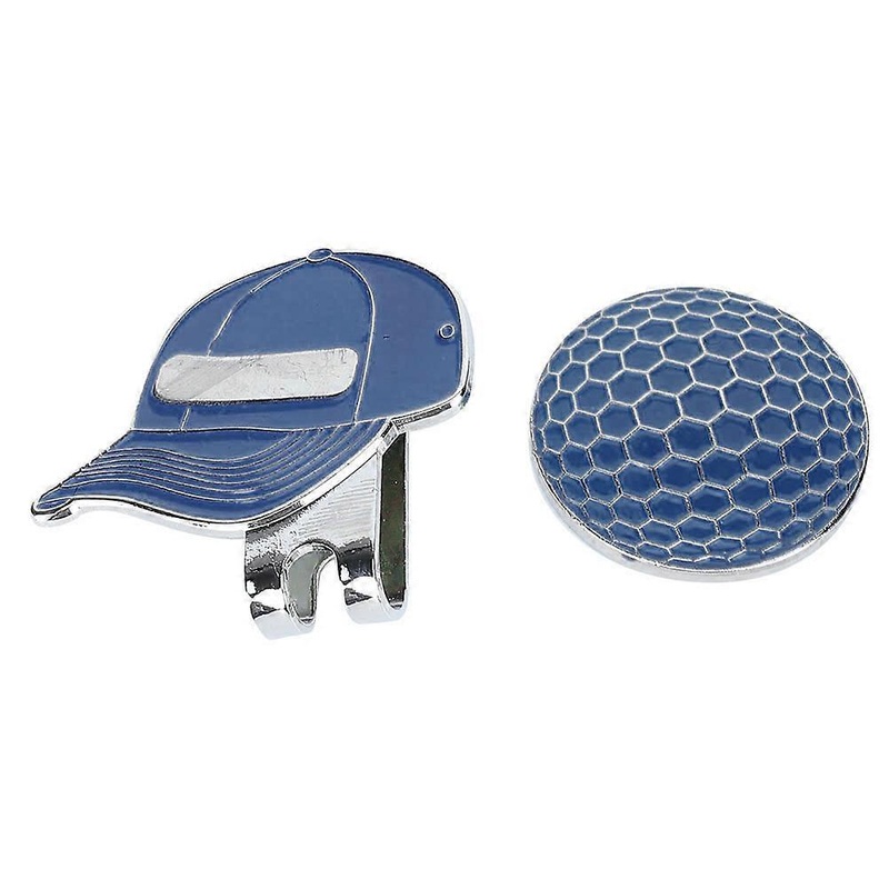 Durable Outdoor Metal Magnetic Golf Ball Mark with Hat Clip Golfer Accessory(blue hat)