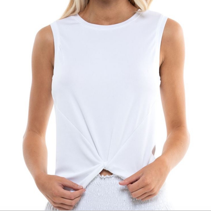 Lucky In Love Twist Front Tank – White