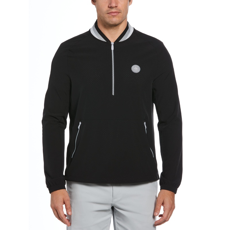 Men’s Lightweight 1/4 Zip Long Sleeve Golf Windbreaker With Striped Collar