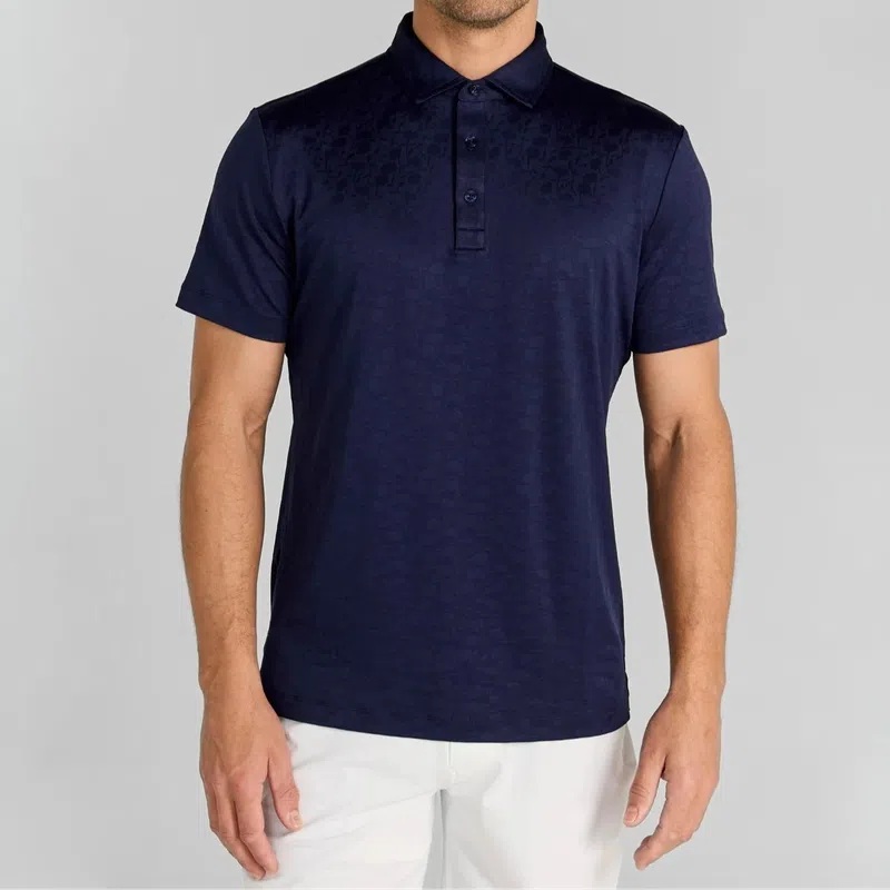 Redvanly Men’s Rodin Jacquard Polo – Midnight Navy