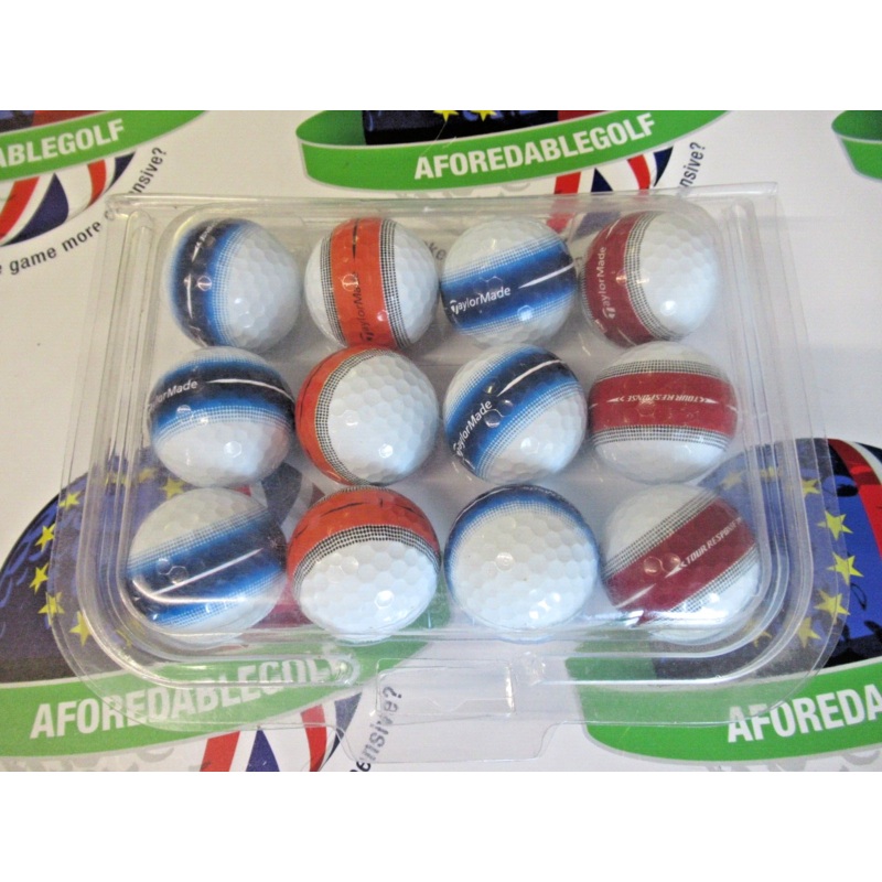 12 Taylormade Tour Response Stripe Mixed Golf Balls Pearl/Pearl 1 Grade