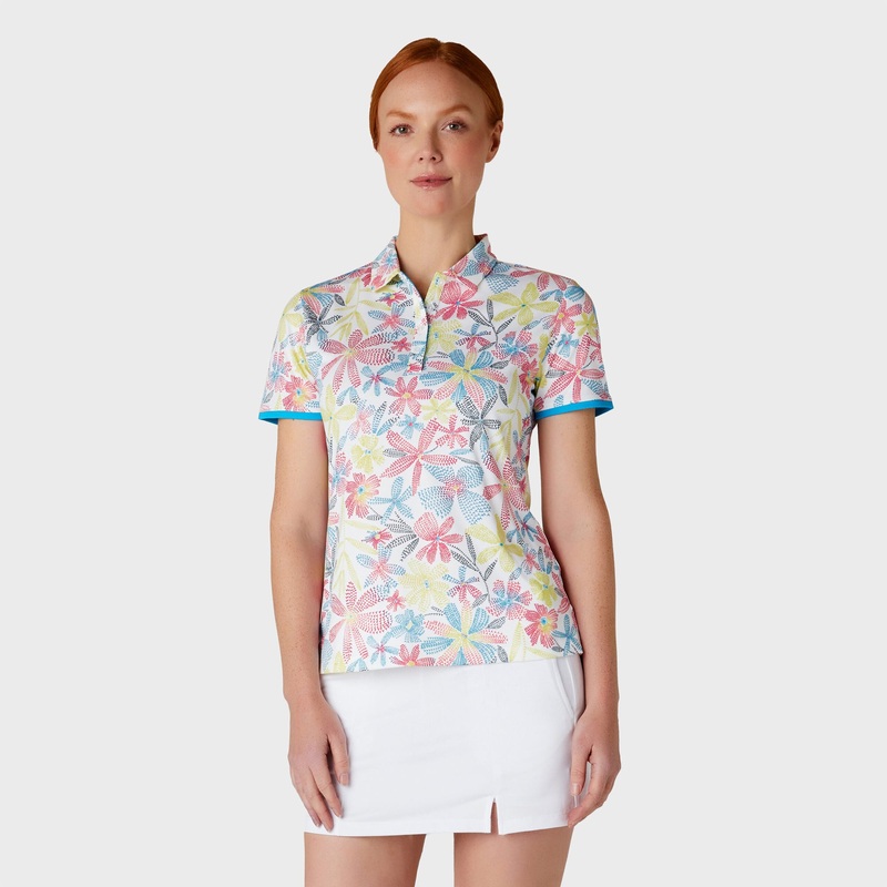 Callaway Ladies Short Sleeve Golf Polo with Floral Print – Last One Small Only Left