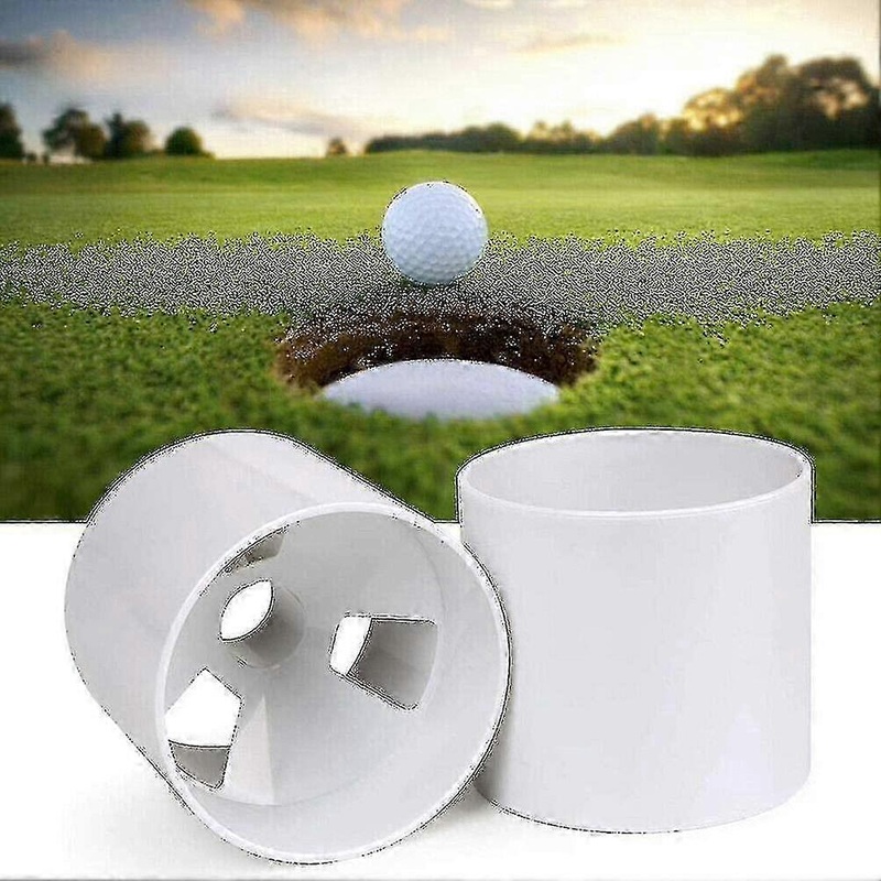 Golf Hole Putting Cup Set For Practice | 2 Cups Compliant With USGA Regulations, ABS Ivory White, 4 Depth, 4 Diameter