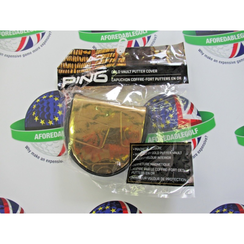 New Ping Limited Edition Gold Vault Magnetic Closure Mallet Putter Head Cover