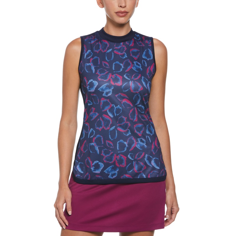 Women’s Petal Print Golf Top with Side Curved Hem