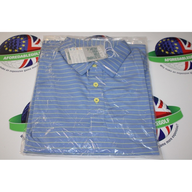 Garbinc Kj Junior Boys Polo Shirt Blue/Yellow Stripe Size Large Ages 9-10