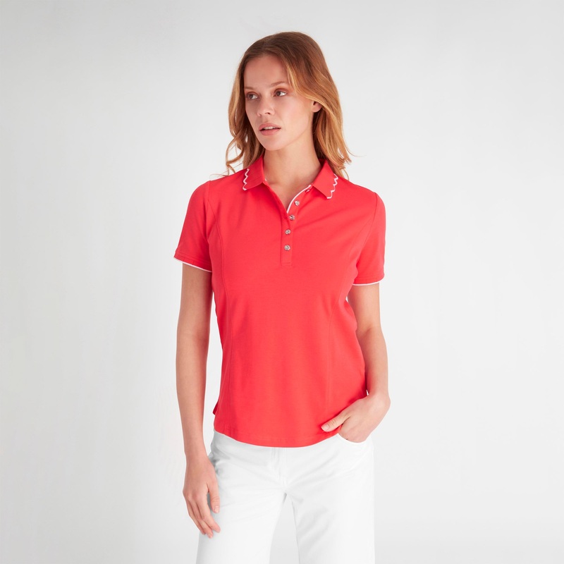 Green Lamb Ladies Short Sleeve Polo with Scalloped Collar – Last One Size 8 Only Left