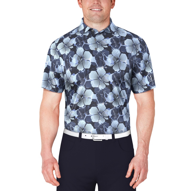 Men’s Hibiscus Print Polo|Navy|Blissful Blue|Peacoat-ZZ|Blissful Blue-ZZ|Blissful Blue-BE|XS|S|M|L|XL|XXL|XXXL
