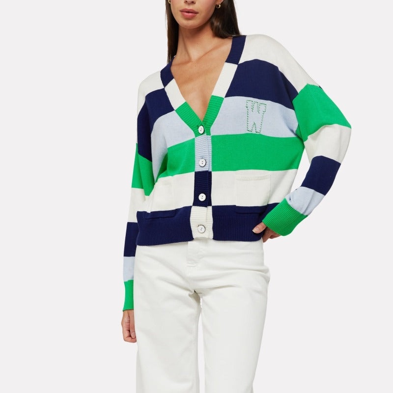 WISPR Stripe Varsity Cardigan – Ice Water