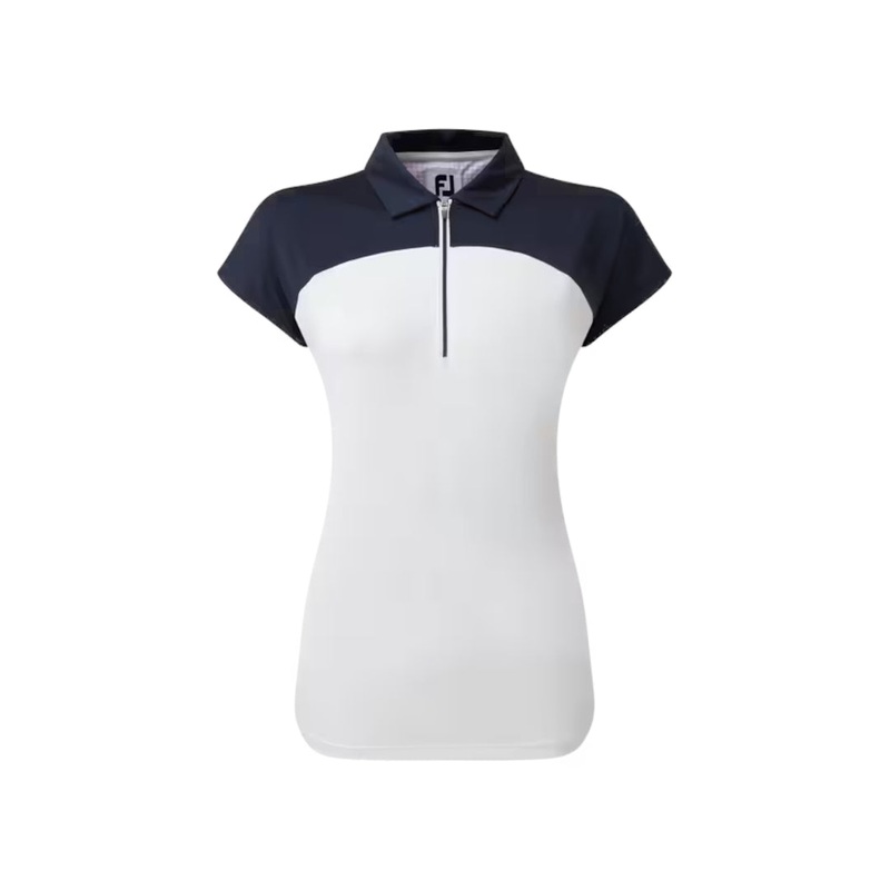 Cap Sleeve Colour Block Lisle|Medium|White/Navy