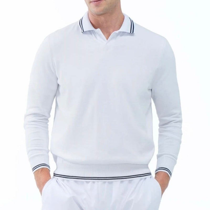 InPhorm Men’s Classic V-Neck Sweater – White/Midnight