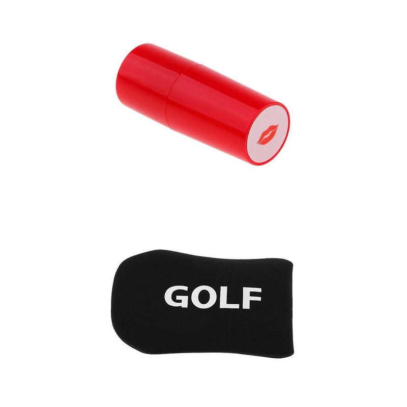 1x Golf Ball Stamp Stamper Marker Lips+1x Golf Mallet Headcover Putter Cover