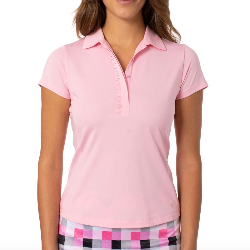 Golftini S/S Ruffle Tech Polo – Light Pink