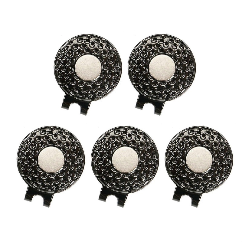 1/5Pcs Black Zinc Alloy Magnetic Golf Hat Clip with Ball Marker Holder Golf Putting Green Accessories 25mm for Golf Hat, Course